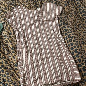 En Creme Brown and White Striped Mini Dress